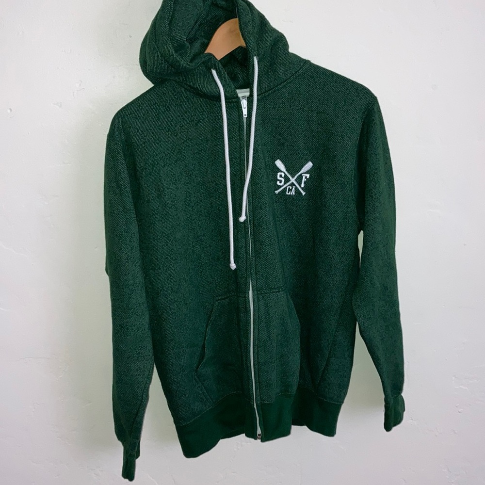 🚠🛶 Rare San Francisco Zip Up Green Hoodie | Size Medium | Green Boating 🏢🚠